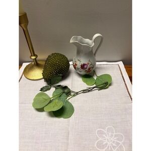Vintage Porcelain Floral Creamer‎ Pitcher | Scalloped Edge with Gold Trim